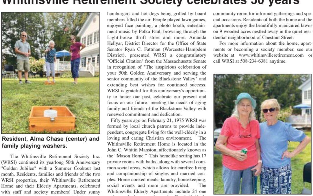 Whitinsville Retirement Society celebrates 50 years